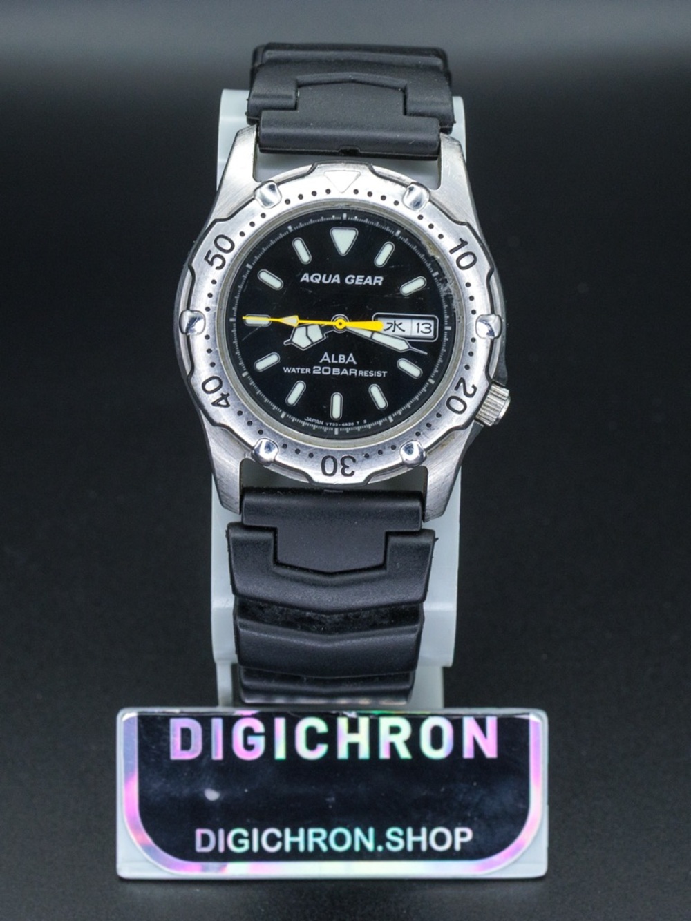 Seiko Alba Rare Aqua Gear V733-6A11 Day Date 36mm Vintage JDM Import Dive Watch